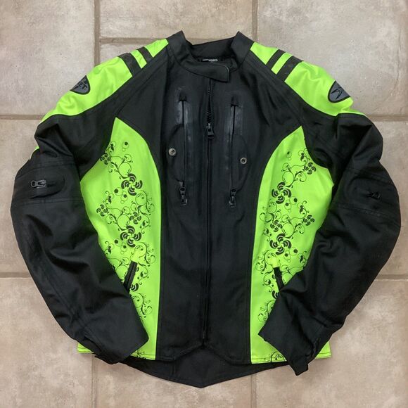 Joe Rocket Motorcycle Outfit-Women's Sz Small-Black/Green Paisley-Armor Suit/Set - Picture 2 of 16